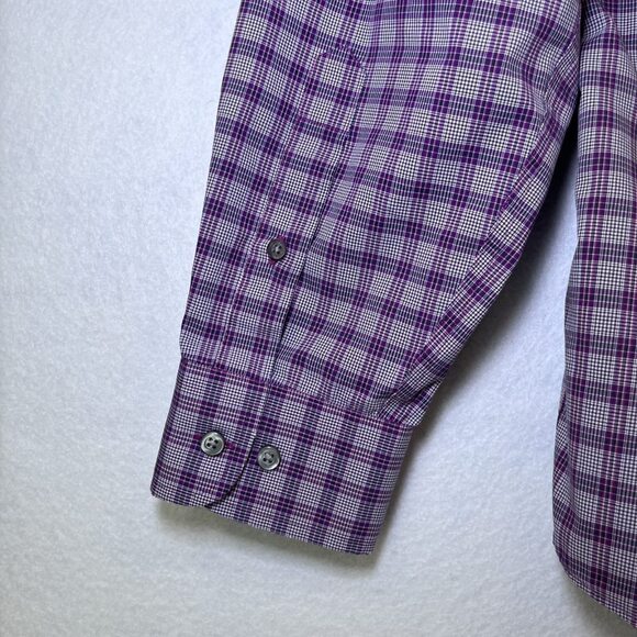 Jos. A Banks button dress shirt Traveler's Collection tailored fit purple mens L - Picture 5 of 8